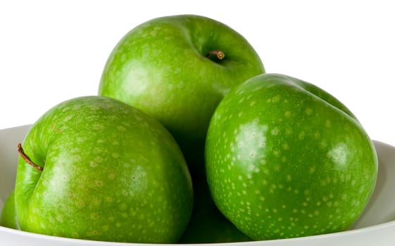 Green apple isolated on white. Fresh green apple. Sweet fruit.