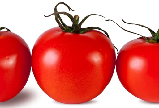 Red tomato isolated on white. Fresh red tomato. Sweet  vegetable.