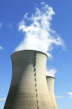 Nuclear power station cooler, blue background