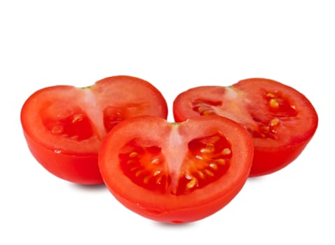 Red tomato isolated on white. Fresh red tomato. Sweet  vegetable.