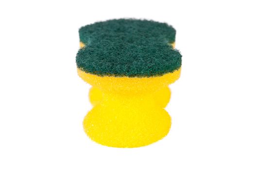 sponge isolated on the white background. Yellow sponges for washing.