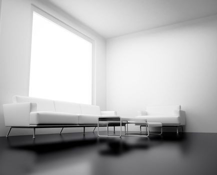 Modern apartment with living room. High resolution image. 3d render.