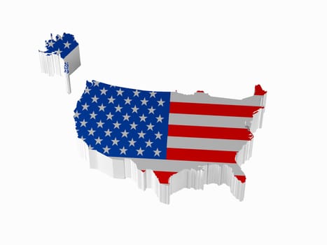 Map of the United States on a white background. High resolution image. 3d rendered illustration.
