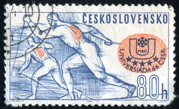 CZECHOSLOVAKIA - CIRCA 1964: stamp printed by Czechoslovakia, shows Skiing, circa 1964