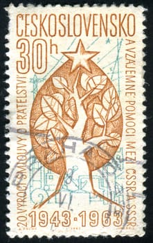 CZECHOSLOVAKIA - CIRCA 1963: stamp printed by Czechoslovakia, shows Tree and star, circa 1963