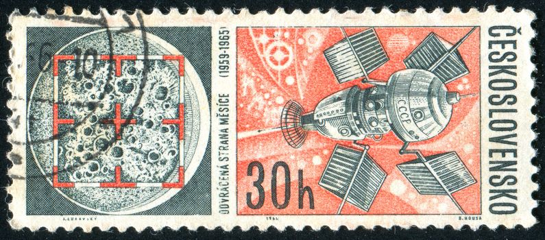 CZECHOSLOVAKIA - CIRCA 1966: stamp printed by Czechoslovakia, shows Photograph of far side of Moon, circa 1966