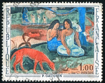 FRANCE - CIRCA 1968: stamp printed by France, shows Arearea (Merriment) by Paul Gauguin, circa 1968