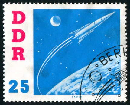 GERMANY - CIRCA 1961: stamp printed by Germany, shows Spaceship Vostok, circa 1961