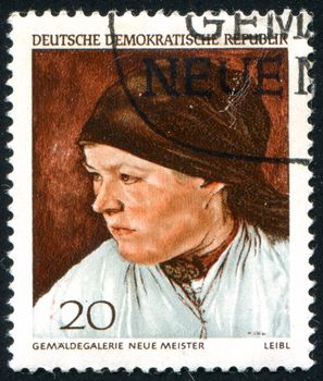 GERMANY - CIRCA 1968: stamp printed by Germany, shows Peasant Woman, by Wilhelm Leibl, circa 1968