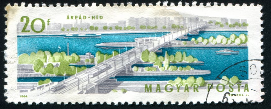 HUNGARY - CIRCA 1964: stamp printed by Hungary, shows Arpad Bridge, circa 1964