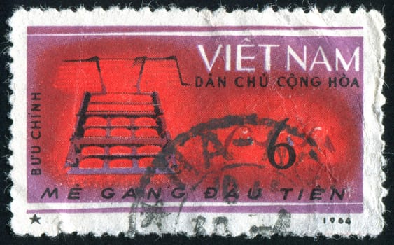 VIET NAM - CIRCA 1964: stamp printed by Viet Nam, shows Molten cast iron, circa 1964