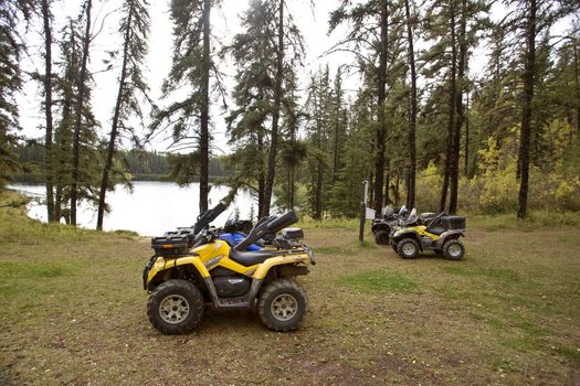 ATV all terain vehicles Saskatchewan Canada near lake