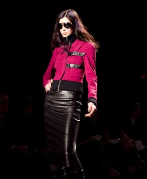 NEW YORK, NY - FEBRUARY 14: A model walks the runway at the Tracy Reese Fall 2011 fashion show during Mercedes-Benz Fashion Week at The Studio at Lincoln Center on February 14, 2011 in New York City. (Photo by Diana Beato)