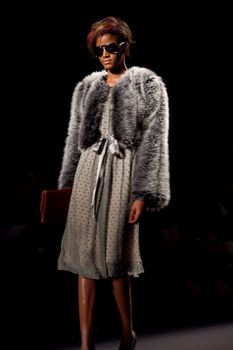 NEW YORK, NY - FEBRUARY 14: A model walks the runway at the Tracy Reese Fall 2011 fashion show during Mercedes-Benz Fashion Week at The Studio at Lincoln Center on February 14, 2011 in New York City. (Photo by Diana Beato)