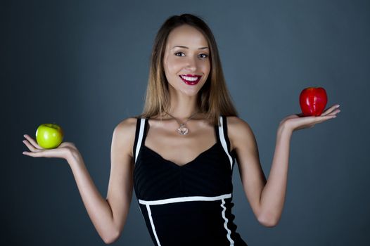  Model with apples in hands
