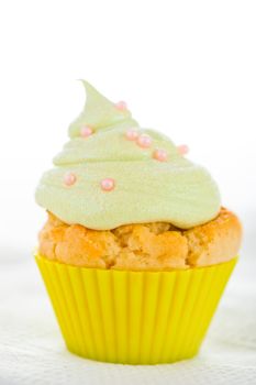 Christmas tree cupcake with gold powder and decoration