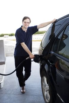 Man pumping gasoline