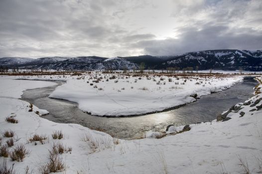 Yellowstone Park Wyoming Winter Snow soda butte creek