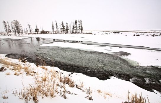 Yellowstone Park Wyoming Winter Snow soda butte creek