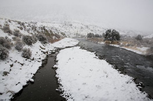 Yellowstone Park Wyoming Winter Snow soda butte creek