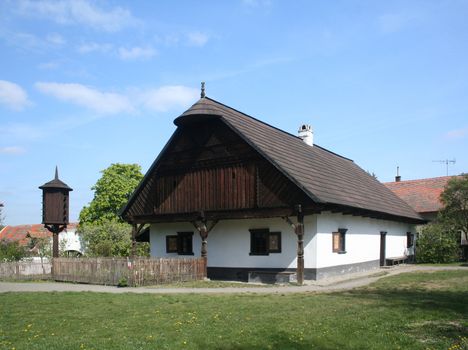 Old traditional czech house in a garden