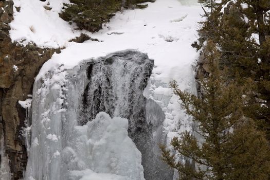 Yellowstone Park Wyoming Winter Snow Waterfall