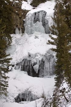 Yellowstone Park Wyoming Winter Snow Waterfall