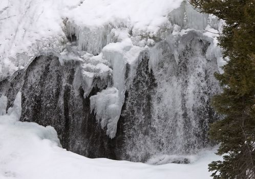 Yellowstone Park Wyoming Winter Snow Waterfall