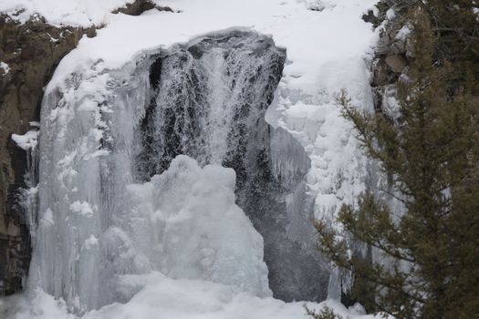 Yellowstone Park Wyoming Winter Snow Waterfall