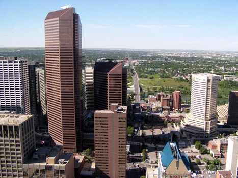 Skyscrapers in Calgary - in summer day