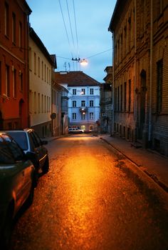 Street Vilnus at night. Litva