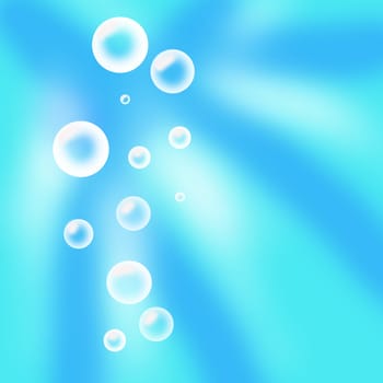 Rising bubbles: blue bubbles on a light blue background