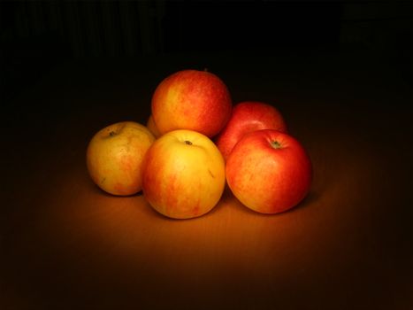 Evening apples still life on dark background