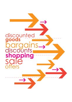 A portrait format and text based image of words spelling out a forthcoming sale, or directing people to it. set on an isolated white background.