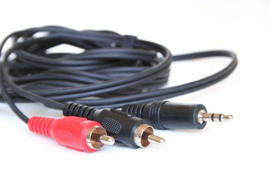 Audio cables isolated on white background