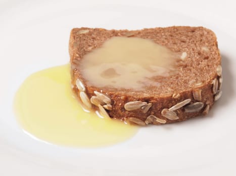 close up of brown bread with condensed milk