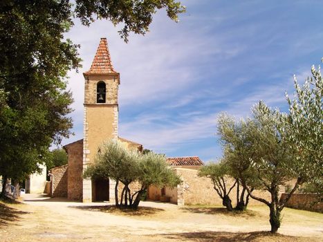 Little church with olive trees in France - Provence