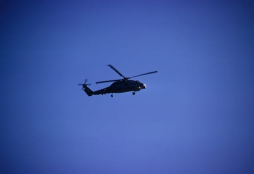 Military helicopter flying