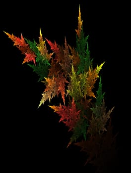 Fractal autumn leafs on black background