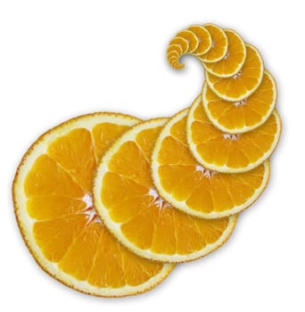 Fresh juicy orange slices in spiral