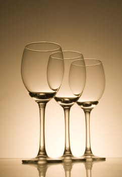 Empty wine glasses - black and white photo