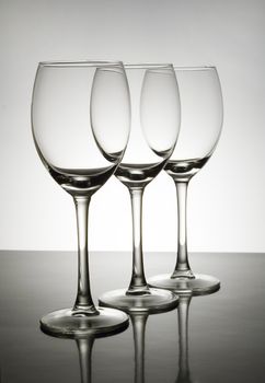 Empty wine glasses - black and white photo