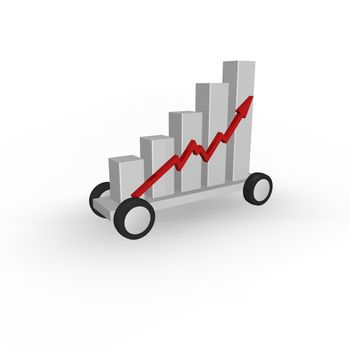business graph on wheels - 3d illustration