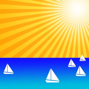 Yachts on the ocean - illustration