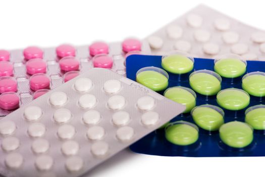 Packing pills isolated on a white background