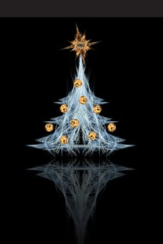 Fractal Christmas tree with star and decoration