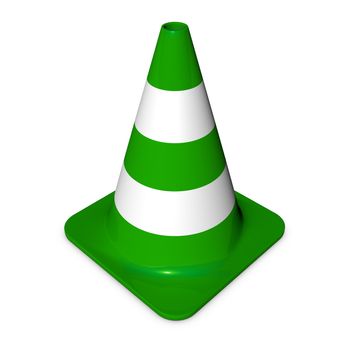 single traffic in 3d with shiny green and white stripes