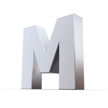 shiny 3d letters M made of silver/chrome