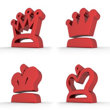 four different crown symbol designs in red