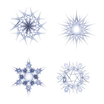 Fractal snow flakes on white background